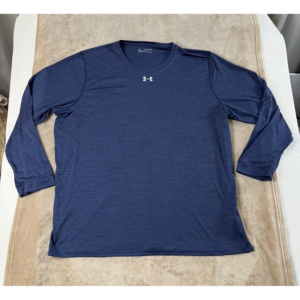 Under Armour Heat Gear T-Shirt Men 4XL Blue Heathered Loose Fit Long sleeve EUC